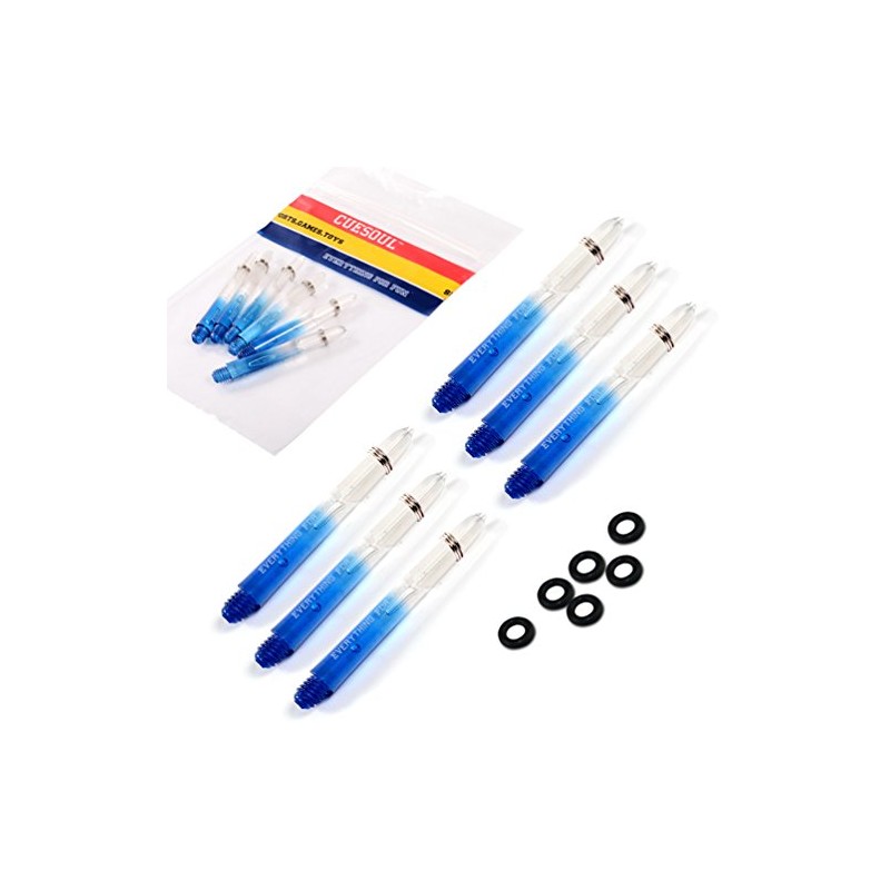 CUESOUL 2セット（6本）2BAミディアム耐久加工PC素材ダーツシャフト+ O'Rings +シャフトリング (Blue)