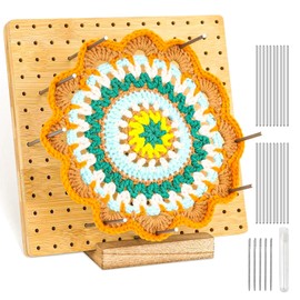 NIXRET Granny Square Tensioner, Wooden Granny Squares Blocking Board, 20 x 20 cm Locking Board Crochet, Locking Board for Granny Square, Crochet Parts for Tensioning, Barrier Board Granny Squares