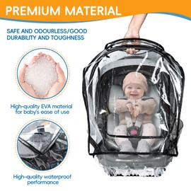 bemece Car Seat Rain Cover, Baby Car Seat Rain Cover Universal with Side Ventilation and Quick-Access Large Window, Protected from Rain, Snow, Wind and Dust, Baby Travel Accessories