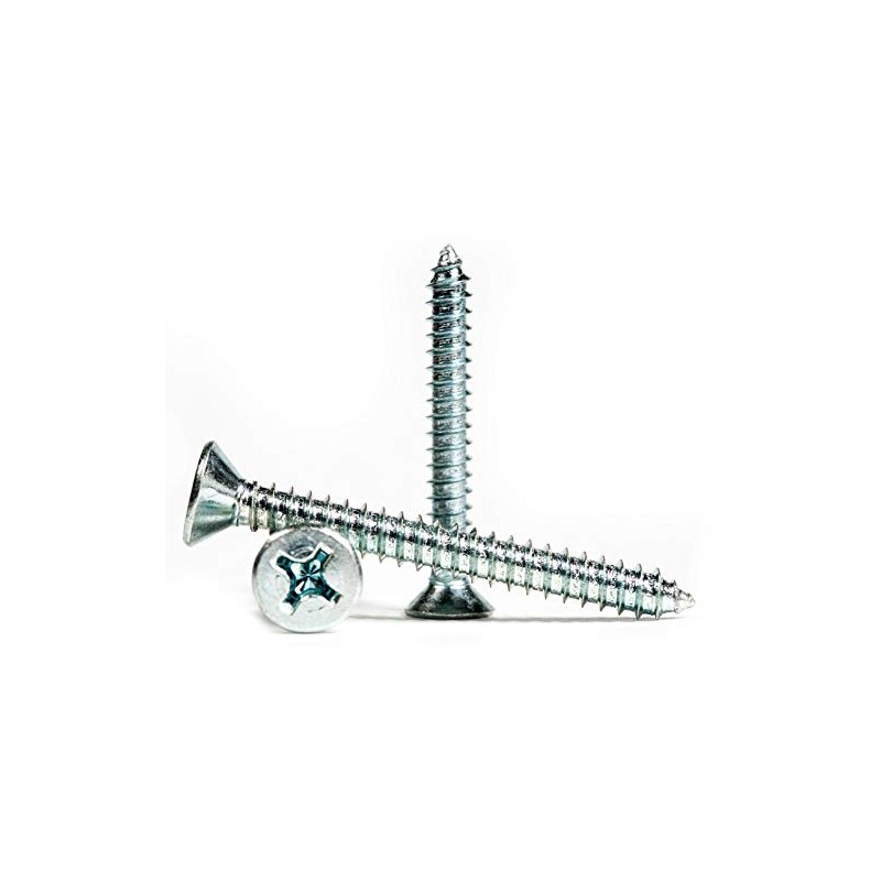 4.2mm x 25mm Phillips Countersunk Self Tapping Screws Steel Tappers