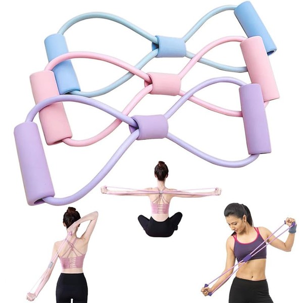 Figure 8 Resistance Band with Handle, 3Pcs Yoga Gym Fitness