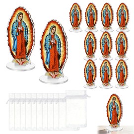 12 Pcs Our Lady of Guadalupe Statues Virgen De Guadalupe Statues Baptism Favors 4.7” Acrylic the Blessed Virgin Mary Statue Baptism Centerpieces for Table Baby Shower Favors Religious Catholic Decor