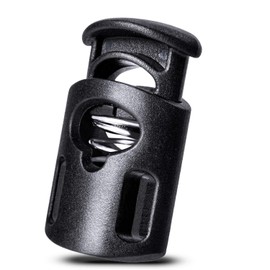 AQRINGO Plastic Cord Locks Single Hole Spring Toggle Stopper Cord Stops Fastener Toggles for Shoelaces, Drawstrings, Paracord, Bags, Clothing, and More (10Pcs, Black)