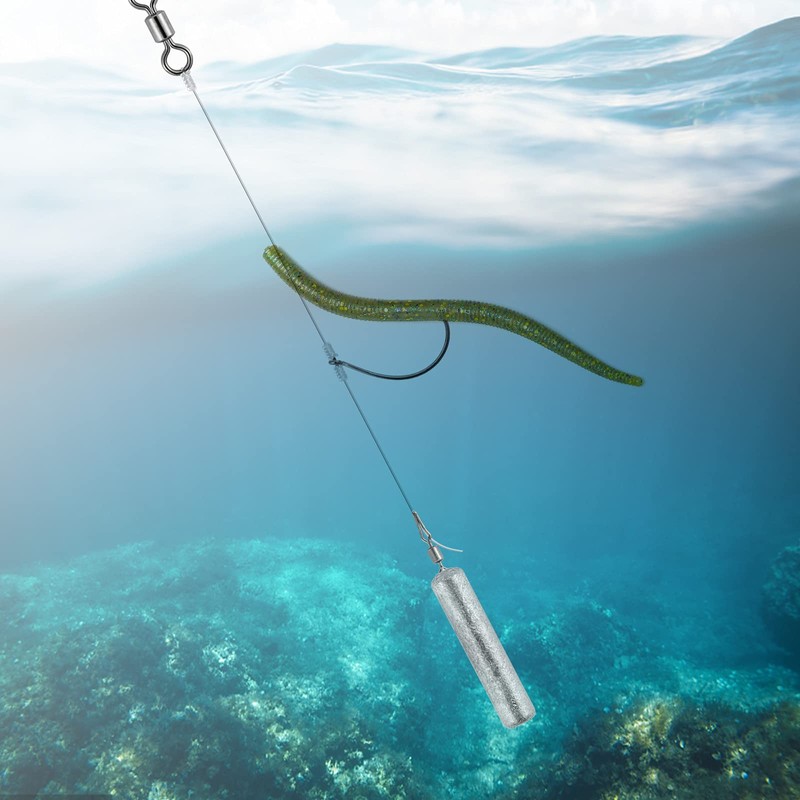 Dr.Fish 10 Pack Drop Shot Rig/Texas Rig with Rolling Barrel