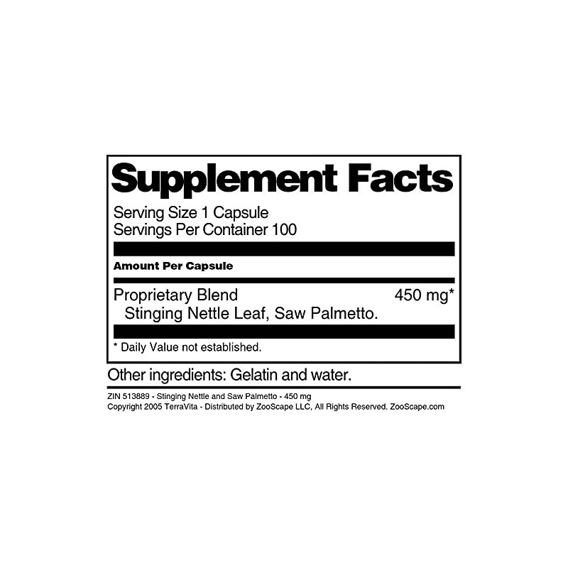 Stinging Nettle and Saw Palmetto - 450 mg (100 Capsules,