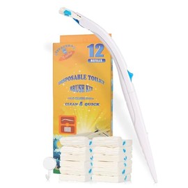 Sistema de soporte de cepillo desechable para inodoro, repuestos frescos para fregador de baño, 1 cepillo de inodoro+1 soporte+1 guante de limpieza+12 recambios