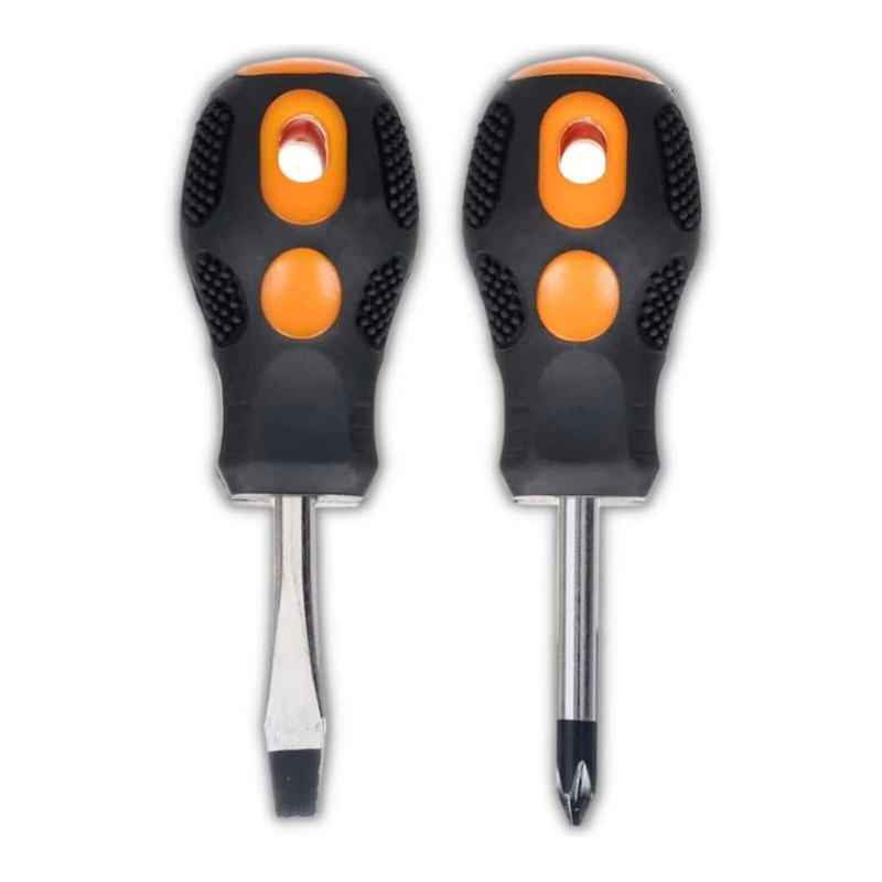 Set of 2 Handy Short Compact Screwdriver Set - Ideal