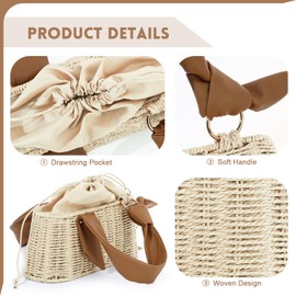 Syrads Straw Handbag Rectangular Basket Purse for Women Summer Woven Tote Bag Beach Bag Clutch Woven Purse