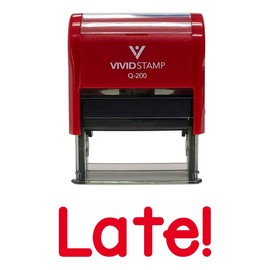 Late! Teacher Self Inking Rubber Stamp (Red Ink) - Medium 2 Pack