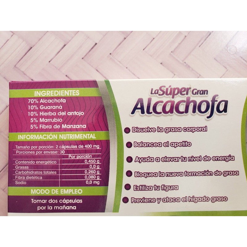 La Super Gran Alcachofa 60 Capsulas 100% Natural Rapido y