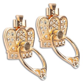 [2 Packs] Crown Glitter Bling Bling Phone Ring Holder, Sparkle Phone Ring Grip Artificial Diamond Stand,Rhinestone Cell Finger Ring for Phones,Pad