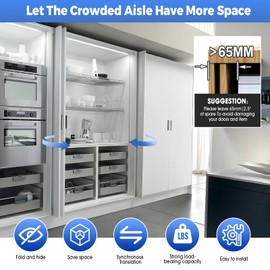 Sliding Hidden Door Track, Pocket Door Hardware, Smooth Gliding Pocket Door Slides with Hinges for Cabinet and Recessed Doors (18IN, Set, 1)