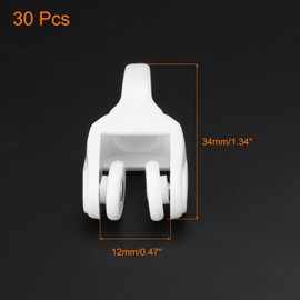 uxcell Flexible Curtain Track Rollers 30Pcs Bendable Curved Ceiling Curtain Sliding Glider Roller for Doors Shower Curtain Tracks Plastic White