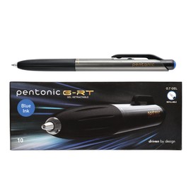Pentonic GR-T Retractable Gel Pens, 10 Count, Blue Ink, 0.7 mm Fine Point, Smooth Writing For Journaling, Note Taking, Office & School (1002361)