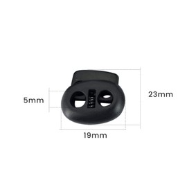 Trimming Shop Plastic Toggle Stopper Cord Locks Spring Loaded Elastic Drawstring Bean Shape Twin Hole Button for DIY Projects, Sportswear, Luggage, Shoelaces, Backpack, Clothing, Black, 1pc