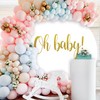 Jditngp Round Backdrop Cover Oh Baby 7.2ft, White with Gold