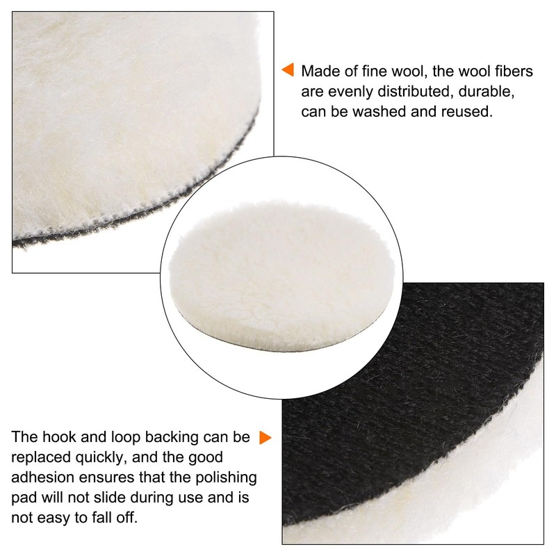 sourcing map 6pcs Wool Buffing Pads 7 Inch Polishing Pad