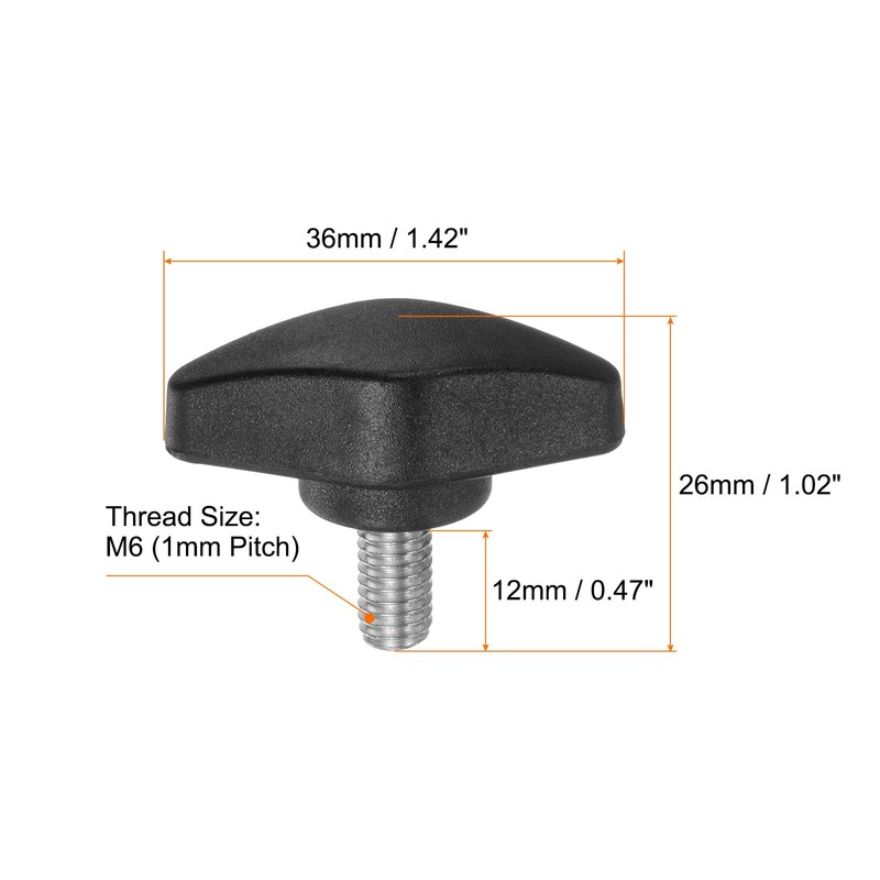 HARFINGTON 4pcs Tee Wing Knobs Thumb Screws M6 x 12mm