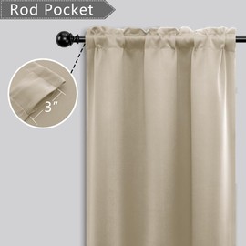 Mrs.Naturall Biscotti Beige Blackout Short Curtains for Small Windows 34x24 Inches Long