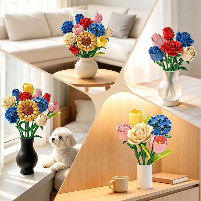 LYNGVA SAIRO Pink Tulip Flower Blooms Building Set for Teens