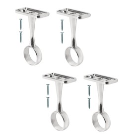 TERF® Polished Chrome Ceiling-Mount Bracket for Up to 19mm Diameter Curtain Pole Wall Mount Rod Holder Closet Wardrobe Bracket Shower Curtain Rod Pipe Bracket with Fixing - Pack of 4