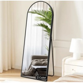 Mirror 21”x 64” Arched Full Length Mirror With Stand And Wall Mount Option-BLACK