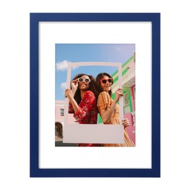 Vittanly 11x14 Picture Frame, Engineered Wood with Shatter Resistant Plexiglass, Display Pictures 8x10 with Mat or 11x14 without Mat, Photo Frame for Wall or Table Top Display, Blue, 1 Pack