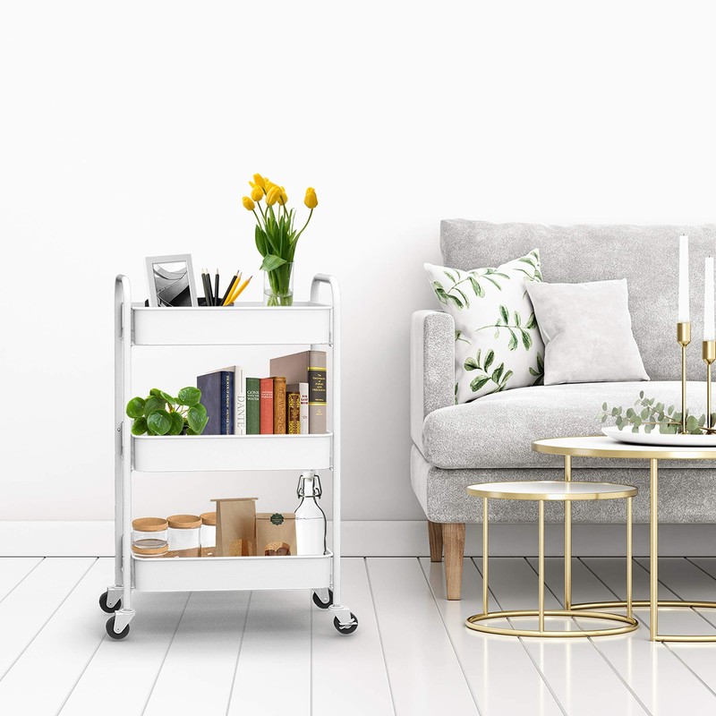 CAXXA 3-Tier Rolling Metal Storage Organizer - Mobile Utility Cart