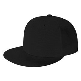 Custom Hip Hop Hat Design Logo Picture Name Flat Men's Unisex Baseball Cap Black