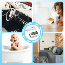 CHEFINLUX Digitales Mini-Thermometer, Sonde, 4 Stück, ideal für Küche, Kühlschrank, Aquarium, Außenbereich, Innenbereich, Küchenthermometer, Digitalthermometer, 2 x Weiß, 2 x Schwarz