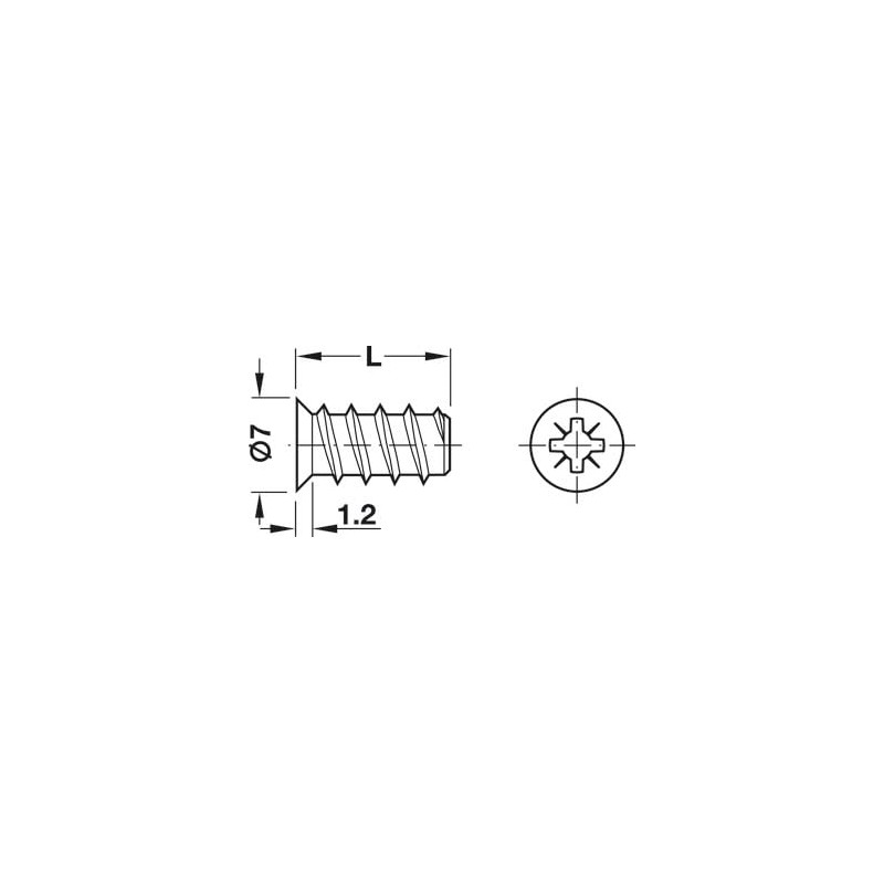6.3 x 13mm Euro Screw Countersunk Head - for Ø