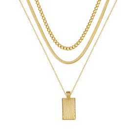AamAccess Women's Multi-Layered Gold Necklace, Stackable Delicate 14K Gold Plated Fashion Round Multi Layers Pendant Necklace, Gold Jewelry Set Gifts (Gold 1)