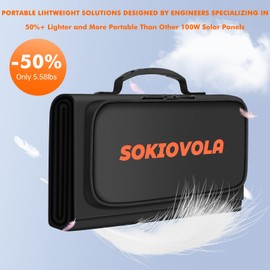 SOKIOVOLA 100W Portable Foldable Solar Panel 20V Portable Solar Charger with QC3.0 USB-A & Type-C Output IP68 Waterproof for Cell Phones Camera Outdoor Camping RV Hiking Travel Small Power Station