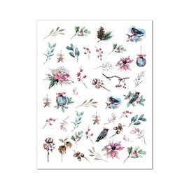 Generic Birds Flower Nail Sticker Peony Strawberry Guava Daisy Sunflower Branch Decal 504 Nail Wraps Stickers Manicure Supplies for Women Nails Full Long Lasting Easy Apply and Remove