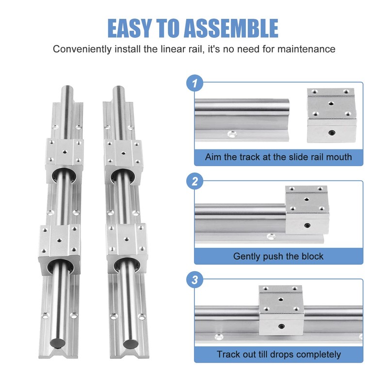 CNCCANEN Linear Rail SBR16 Kit, 2Pcs SBR16-700mm Fully Supported Linear