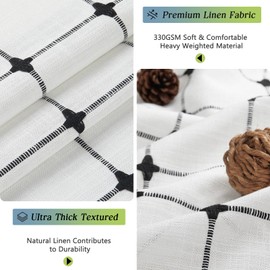 Extra Long Shower Curtain, Boho Linen Rustic Fabric Cloth Shower Curtain Set with Tassels, 80 Inches Modern Farmhouse Textured Minimalist Bathroom Decor - Waterproof Cloth - 72x80, Black and White