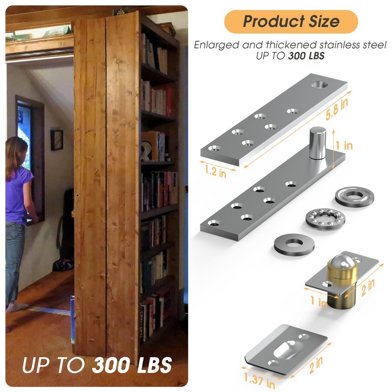 TheElves Pivot Hinge, Heavy Duty Pivot Hinge Hardware Kit 180°/360°