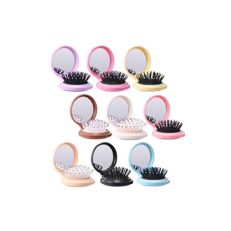 Pack de 9 Mini Cepillos de Pelo Plegables de Viaje