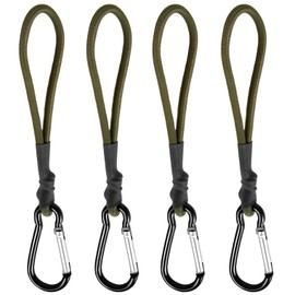 fogman Stretch Cord Carabiner Multi-Purpose Universal Durable Camping Outdoor Set of 4 (Red)