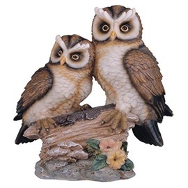 StealStreet SS-G-54225 6.5-Inch Polyresin Tan and Brown Owls Perched on Tree Log Figurine