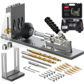 Kolvoii Pocket Hole Jig, Professional Adjustable Pocket Screw Jig for Strong Joints, Versatile Drill Guide Jig for Materials 1/2" to 3 1/8" Thickness with Storage Case