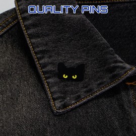 Herxion Cute Cat Enamel Pins for Backpacks, Black Funny Staring Cat Novelty Lapel Pin for Men, Women, Girls, Boys. Durable Hat Pins For Backpack, Lanyard, Bags, Caps, Clothes