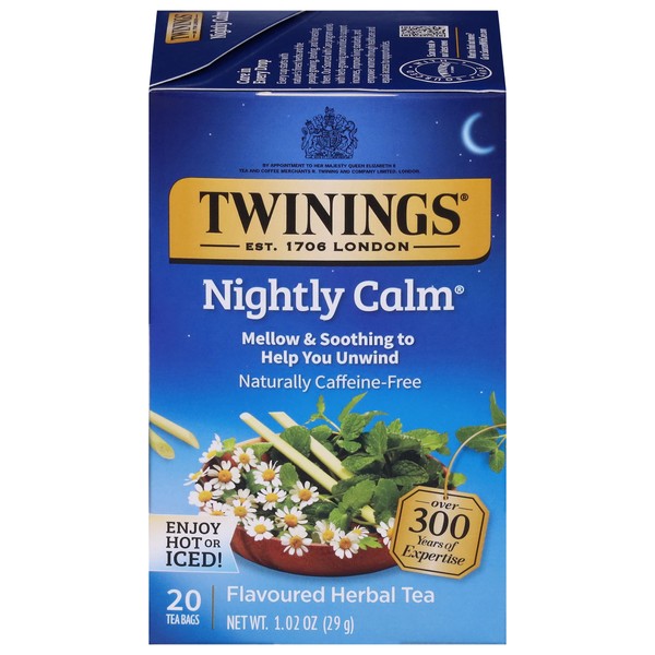 Twinings Nightly Calm Herbal Tea Individually Wrapped Bags, 20 Count