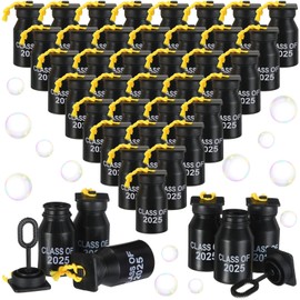 36 Pcs 2025 Graduation Bubble Bottles Bulk 0.6oz Mini Bubble Bottles with Cap Wand 2025 Graduation Party Favors for Guests Boys Girls Congratulate Graduation Party Supplies(Black)