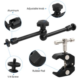 11 Inch Magic Arm with Super Clamp Crab Pliers - Robust Articulated Arm for DSLR, GoPro, Monitor and LED Light, Tripod Clamp