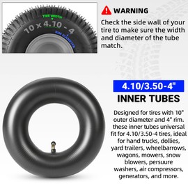 AR-PRO 4.10/3.50-4" Heavy Duty Inner Tube with TR-87 Bent Valve Stem for Wheelbarrows, Wagons, Mowers, Hand Trucks and More 10-Inch Tire Graden Carts (4-Pack)