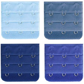 BEADNOVA 3 Hook Bra Clasp Extender Bra Back Extender (4pcs, Blue Mix)