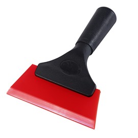 FOSHIO Small Squeegee with 5 Inch Rubber Blade Mini Wiper Window Tinting Tools for Mirror Glass Window Cleaner with Non-Slip Handle (Red Blade)