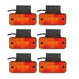 6x 12V orange amber 3 LEDs side marker lights rubber brackets for truck tipper lorry caravan camper van bus