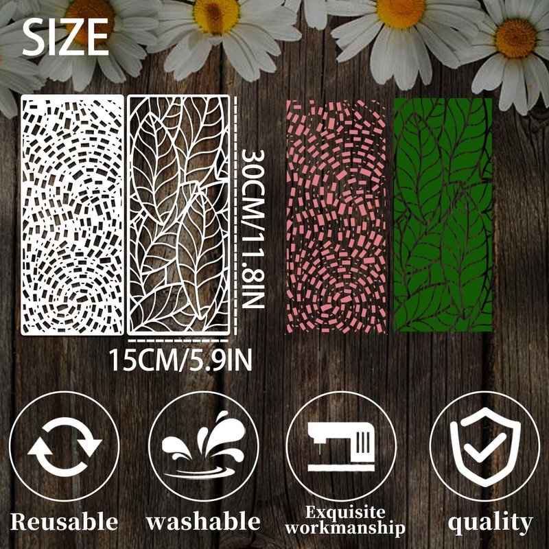 10Pcs Texture Stencils Flower Leaf Painting Stencils Mixed Backgrounds Stencil